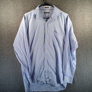 Peter Millar Shirt Mens Large Long Sleeve Button Up Lightweight Checkered Pocket
